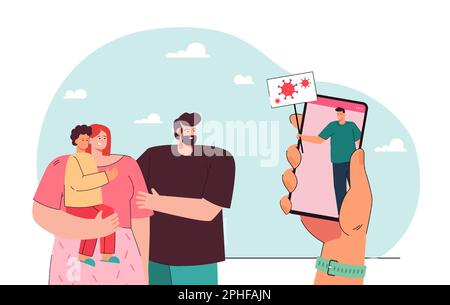 Online medical report about corona virus for tiny family Stock Vector