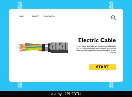 Four-wire Armored Electric Copper Cable Stock Vector