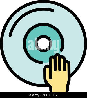 Dj disc icon. Outline Dj disc vector icon for web design isolated on white background color flat Stock Vector