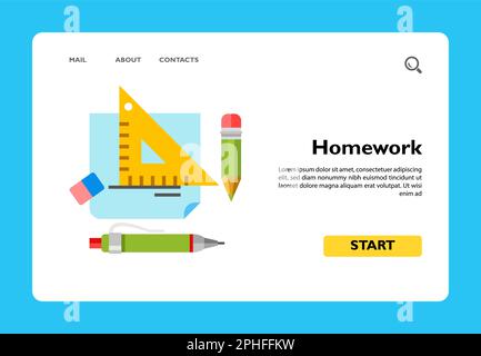 Homework flat icon Stock Vector