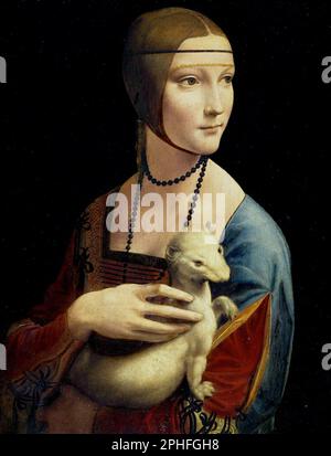 Leonardo da Vinci, Lady with an Ermine - Portrait of Cecilia Gallerani Stock Photo
