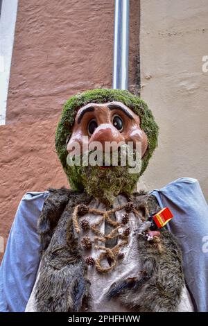 Innsbruck, Austria - Dec, 2023: Statue of troll in Innsbruck during the Christmas market. Christkindl Markt Stock Photo