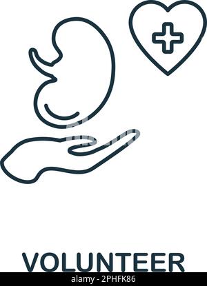 Volunteer line icon. Element sign from transplantation collection. Flat Volunteer outline icon sign for web design, infographics and more. Stock Vector