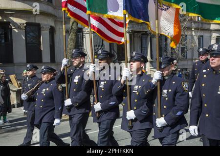 NYPD officers marching in the annual India Day Parade in New York City ...