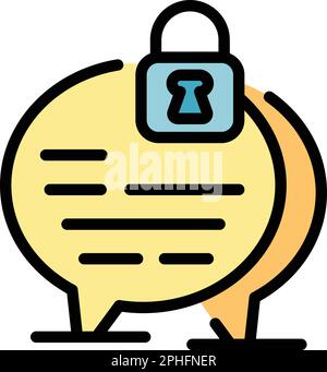 Encrypted chat icon. Outline Encrypted chat vector icon for web design isolated on white background color flat Stock Vector