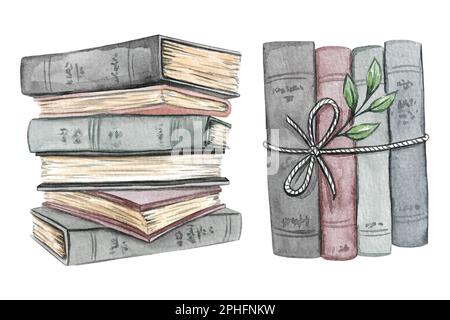 Old Books Watercolor Hand Drawn Illustration Stock Illustration 1565812810