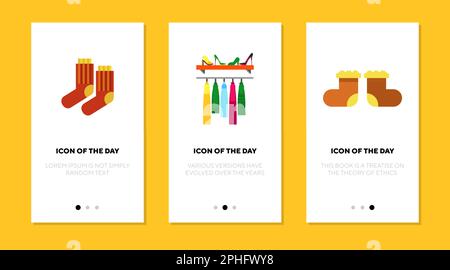 Socks and wardrobe flat icon set Stock Vector