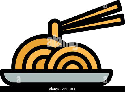 Korean soba icon. Outline Korean soba vector icon for web design isolated on white background color flat Stock Vector