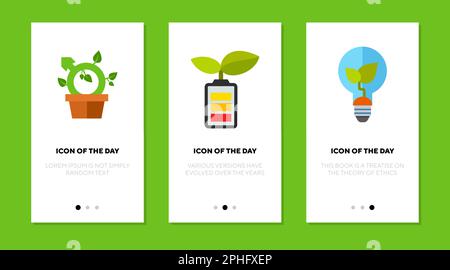 Smart planting flat icon set Stock Vector