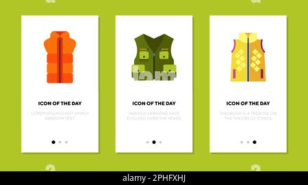 Waistcoat and vest flat icon set Stock Vector
