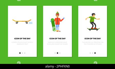 Skateboarding flat icon set Stock Vector
