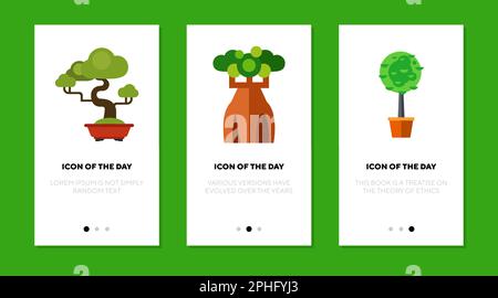 Trees flat icon set Stock Vector