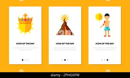 Sun flat icon set Stock Vector