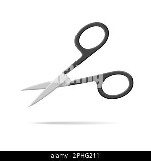 Manicure scissors with black handles and metal blade. Vector illustration. Isolated Stock Vector
