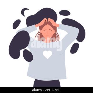 Sleep disorder problem. Night mental problem, insomnia illness vector illustration Stock Vector