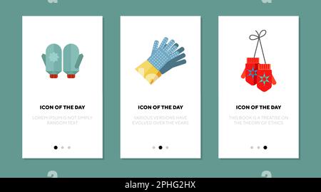 Mittens flat icon set Stock Vector