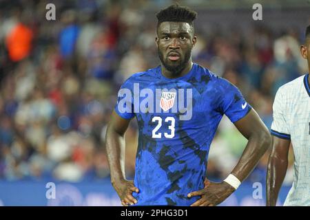 Orlando, Florida, March 27, 2023, USA forward Daryl Dike #23 during the CONCACAF Nations League Match at Exploria Stadium. (Photo Credit: Marty Jean-Louis/Alamy Live News Stock Photo