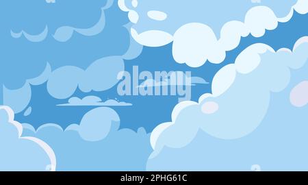 Above clouds sky or heaven background, nature peaceful landscape with white and lilac cumulonimbus cloudscape and sun shine. Early morning abstract Stock Vector