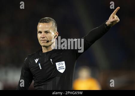 ROTTERDAM - Referee Morten Krogh during the UEFA European Championship qualifying match between the Netherlands and Gibraltar at Feyenoord Stadion de Kuip on March 27, 2023 in Rotterdam, Netherlands. ANP PIETER STAM DE JONGE Stock Photo