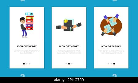Circulation of documents thin flat icon set Stock Vector