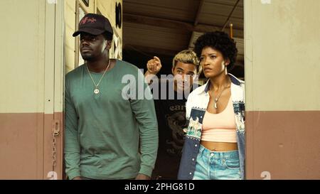 KEKE PALMER, DANIEL KALUUYA and BRANDON PEREA in NOPE (2022), directed by JORDAN PEELE. Credit: UNIVERSAL PICTURES / Album Stock Photo