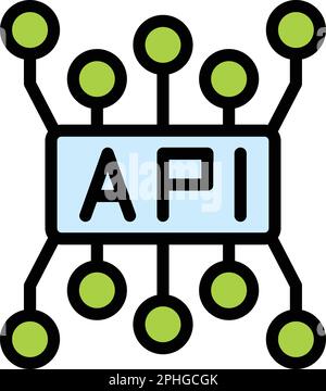 Api code icon. Outline Api code vector icon for web design isolated on white background color flat Stock Vector