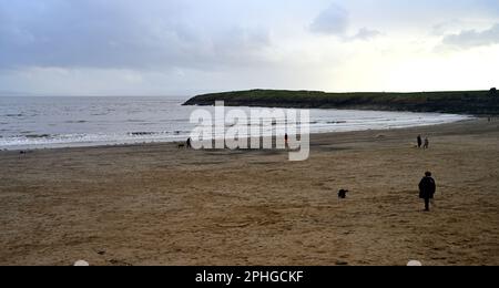 Winter at Barry Island Beach, Whitmore Bay on Bristol Channel, Wales, UK Stock Photo