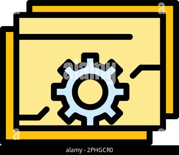 Api gear web icon. Outline Api gear web vector icon for web design isolated on white background color flat Stock Vector