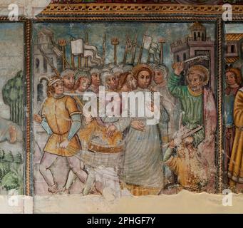 Arresto e bacio di Giuda   - affresco  - pittore bresciano del XVI secolo - Provaglio d’ Iseo (Bs), Monastero di S. Pietro in Lamosa Stock Photo