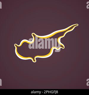 Outline map of Cyprus marked with ribbon in colors from the flag. Stock Vector