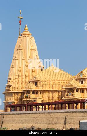 Beautiful View of Somnath Temple, Historical Jyatirlinga, Lord Shiva Temple, Somnath, Gujarat, India. Stock Photo