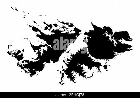 Falkland Islands map silhouette isolated on white background Stock Vector