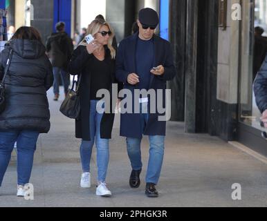 Milan, . 28th Mar, 2023. Milan, 03-28-2023 Fabio Cannavaro, former world champion footballer with the Italian national team in 2006, then coach in Arabia, China, and this year at Benevento in Serie B, walks through the streets of the center with his wife Daniela. Credit: Independent Photo Agency/Alamy Live News Stock Photo