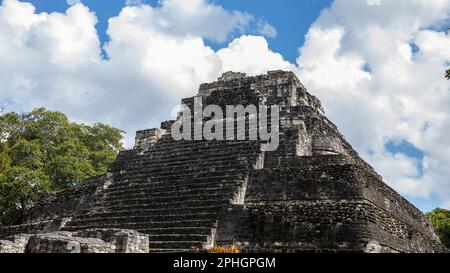 The Mayan pyramid of Chacchoben in Costa Maya on the Yucatan Peninsula of Mexico. Stock Photo