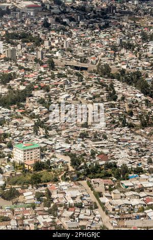 Aerial view of the slums of Addis Ababa, Ethiopia Stock Photo