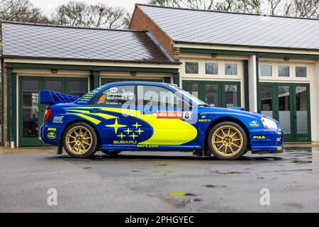 2003 Subaru Impreza S9 WRC ‘S200 WRT’ on display at the Motorsport Assembly held at the Bicester Heritage Centre on the 26th March 2023 Stock Photo