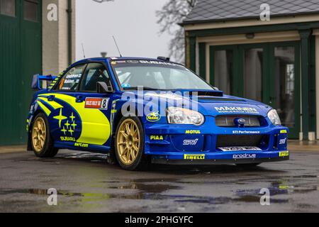 2003 Subaru Impreza S9 WRC ‘S200 WRT’ on display at the Motorsport Assembly held at the Bicester Heritage Centre on the 26th March 2023 Stock Photo