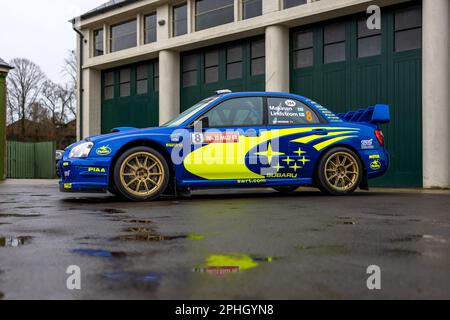 2003 Subaru Impreza S9 WRC ‘S200 WRT’ on display at the Motorsport Assembly held at the Bicester Heritage Centre on the 26th March 2023 Stock Photo