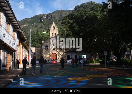 January 22, 2023, Sopo, Cundinamarca, Colombia: Tibas Square, Divine Savior Parish of Sopo Stock Photo