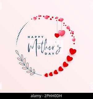 Happy mothers day background design with floral and hearts Stock Vector