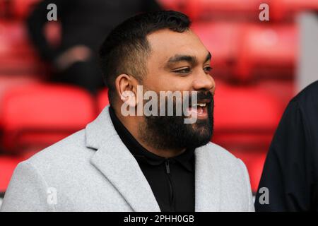 Sheffield, UK. 26th Mar, 2023. Sheffield, England, March 26th 2023; Sheffield United Manager Jonathan Morgan watches over the team during the warm up before FA Women's Championship - Sheffield United v Lewes at Bramall Lane, Sheffield, England. (Sean Chandler/SPP) Credit: SPP Sport Press Photo. /Alamy Live News Stock Photo