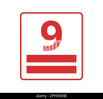 Red stacking height, number 9. Concept of packaging. Stock Vector