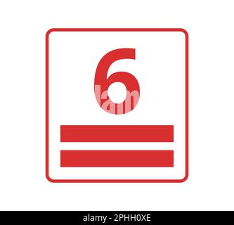 Red stacking height, number 6. Concept of packaging. Stock Vector