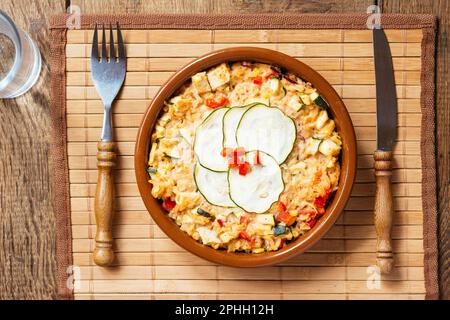 Home made vegan zucchini rice casserole