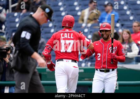 Washington Nationals shortstop Luis Garcia fields a ball during an  exhibition baseball game against the New York Yankees, Tuesday, March 28,  2023, in Washington. (AP Photo/Patrick Semansky Stock Photo - Alamy