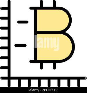 Monitoring bitcoin icon. Outline Monitoring bitcoin vector icon for web design isolated on white background color flat Stock Vector