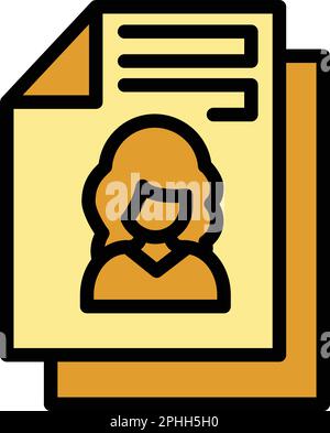 Printed cv icon. Outline Printed cv vector icon for web design isolated on white background color flat Stock Vector