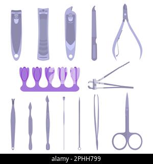 Manicure, pedicure, face cleaning tools black silhouettes, vector illustration Stock Vector