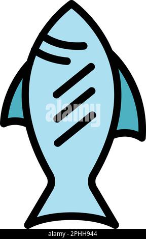 Grilled tuna icon. Outline Grilled tuna vector icon for web design isolated on white background color flat Stock Vector
