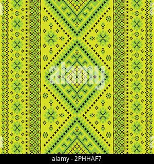 textile pattern design, seamless art, geometric style, traditional fabric art Stock Vector